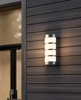 Venkovní nástěnná svítidla Lucande Ocelové venkovní nástěnné LED světlo Leroy