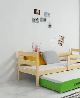 Postele BMS Dětská postel s přistýlkou Eryk 2 | borovice Barva: Borovice / zelená, Rozměr: 200 x 90 cm