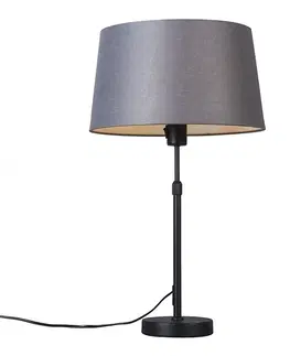Stolni lampy Stolní lampa černá s odstínem šedi 35 cm nastavitelná - Parte