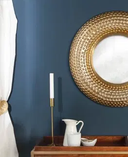 Luxusní a designová zrcadla Estila Orientální luxusní nástěnné zrcadlo Solei v zlatém rámu ve tvaru kruhu 60cm