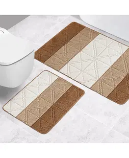 Koberce a koberečky Bellatex Sada koupelnových předložek bez výkroje Bany Trojúhelníky hnědá, 60 x 100 cm, 60 x 50 cm