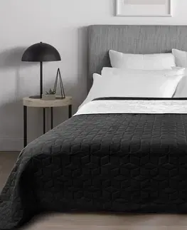 Jednobarevné přehozy na postel Černo bílý prošívaný přehoz na manželskou postel 200 x 220 cm