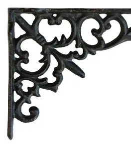 Regály a poličky Černá antik litinová policová konzole Ornament - 18*3,5*12 cm Chic Antique 64061024 (64610-24)