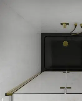 Sifony k pračkám MEXEN/S Lima sprchový kout zalamovací dveře 90 x 100, transparent, zlatý + Flat černá vanička se sifonem 856-090-100-50-00-4070G