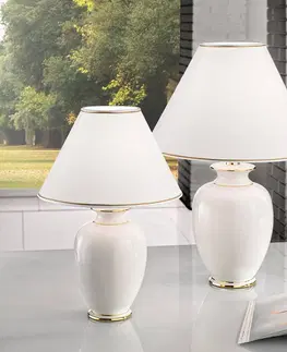 Stolní lampy austrolux Stolní lampa Giardino Avorio, bílá-zlatá, Ø 30 cm