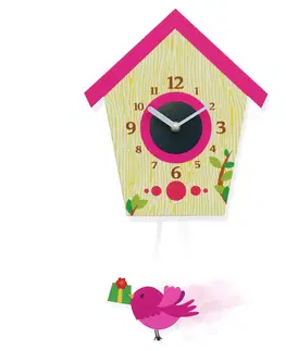 Dětské nástěnné hodiny Ozdobné hodiny na zeď růžové barvy