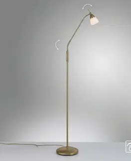 LED stojací lampy PAUL NEUHAUS LED stojací svítidlo staromosaz opálové sklo 3 krokové stmívání dotykovým stmívačem nastavitelné 3000K PN 400-11