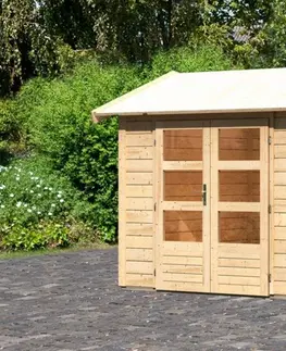 Dřevěné plastové domky Dřevěný zahradní domek THERES 3 Lanitplast Přírodní dřevo