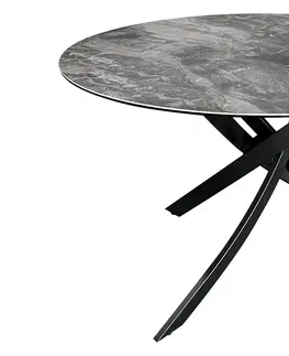Designové a luxusní jídelní stoly Estila Moderní šedý kulatý jídelní stůl Valldemossa s mramorovou kresbou na vrchní desce 120 cm