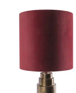 Stolni lampy Stolní lampa ve stylu art deco bronzový sametový odstín červená se zlatem 50cm - Bruut