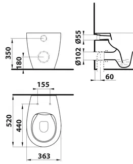 Záchody ISVEA SENTIMENTI stojící WC Rimless, 36x52 cm, bílá 10SM10004SV