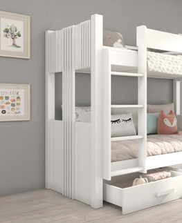 Dětské pokoje Expedo Dětská patrová postel SEVERIN + matrace, 90x200, bílá