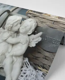 Samolepící tapety Samolepící fototapeta sošky andílků na lavičce