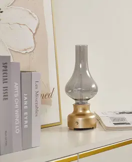 Stolní lampy Lindby Nabíjecí stolní lampa Lindby LED Maxentius se stmívačem ve zlaté barvě