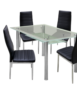 Jídelní sety Jídelní stůl PATKAI + 4 židle SNAEFELL černá