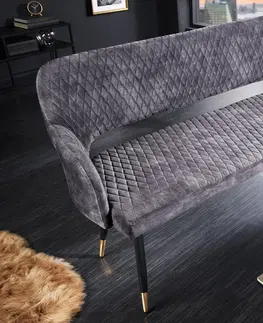 Stylové a luxusní lavice Estila Designová čalouněná art deco lavice Fribourg s asymetrickými nožičkami šedá 162 cm