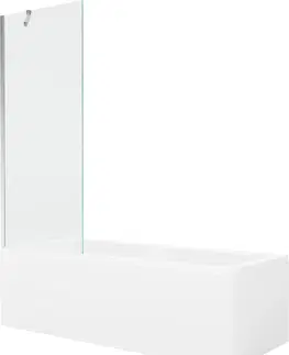 Vany MEXEN/S Cubik obdélníková vana 160 x 70 cm s panelem + vanová zástěna 70 cm, transparent, chrom 550316070X9507000001