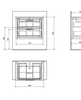 Koupelnový nábytek SAPHO LARITA umyvadlová skříňka 77x55x48cm, dub graphite LA081