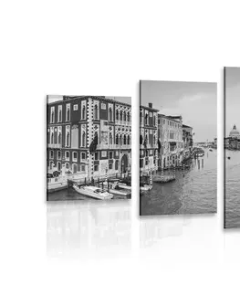 Černobílé obrazy 5-dílný obraz slavný kanál v Benátkách v černobílém provedení