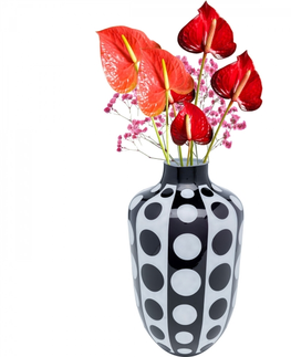 Skleněné vázy KARE Design Černobílá skleněná váza Brillar 45cm
