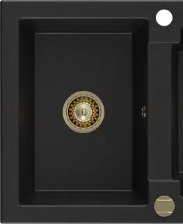 Sifony k pračkám MEXEN/S Carlos s granitový dřez 1.5 582 x 475 mm, černá, + zlatý sifon 6518581500-77-G