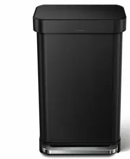 Odpadkové koše Simplehuman Obdélníkový pedálový koš s kapsou na sáčky 45 l, černá