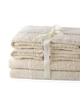 Ručníky Sada ručníků AmeliaHome Amary ecru, velikost 2*70x140+4*50x100