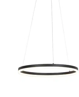 Zavesna svitidla Designové kruhové závěsné svítidlo černé 60cm včetně LED a stmívače - Anello