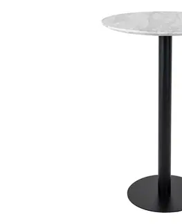 Barové stolky Norddan Designový kulatý barový stůl Kane 70 cm imitace mramoru / černý