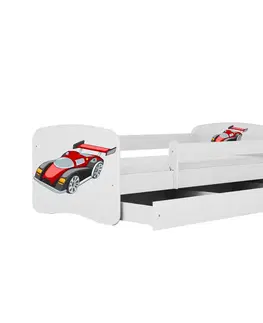 Dětské postýlky Kocot kids Dětská postel Babydreams závodní auto bílá, varianta 80x180, se šuplíky, bez matrace
