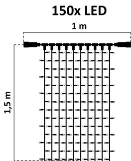 Závěsy a sítě DecoLED LED světelná záclona - 1x1,5m, teple bílá, 150 diod