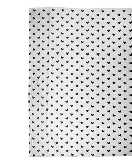 Deky Bílo-černý plyšový pléd se srdíčky Love Birds - 130*170 cm Clayre & Eef LBS60