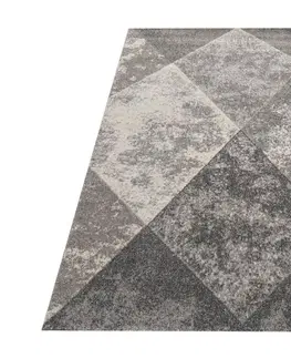 Moderní koberce Originální šedý koberec do obývacího pokoje s motivem kosočtverců Šířka: 160 cm | Délka: 220 cm