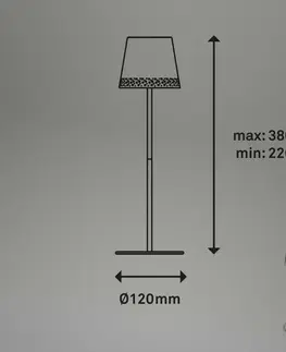 LED stolní lampy BRILONER LED nabíjecí stolní lampa 38 cm 2,6W 280lm antická stříbrná IP44 BRILO 7438-214