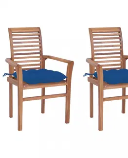 Zahradní židle Zahradní jídelní židle s poduškou 2 ks teak Dekorhome Krémová
