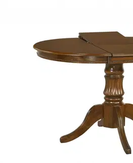 Jídelní stoly HALMAR Rozkládací kulatý jídelní stůl Villian tmavý ořech