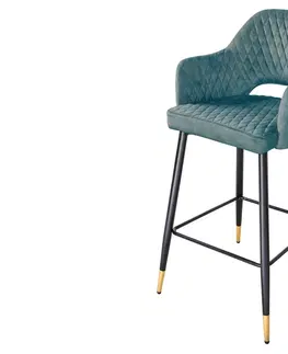 Barové židle LuxD Designová barová židle Laney petrolejový samet