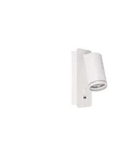 Svítidla  Nástěnné bodové svítidlo s USB nabíječkou 1xGU10/35W/230V bílá 