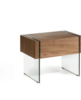 Designové a luxusní noční stolky Estila Moderní noční stolek Vita Naturale se skleněnými nožičkami 58cm