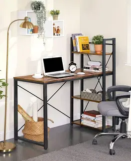 Kancelářské a psací stoly Psací stůl s policemi industriální 120 x 120 x 60 cm