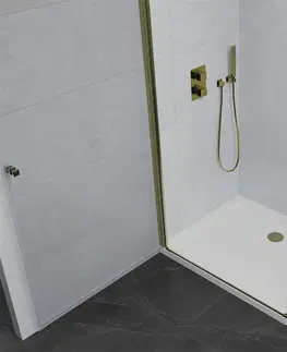 Sprchové vaničky MEXEN/S Pretoria obdélníkový sprchový kout 90x70, transparent, zlatý + vanička 852-090-070-50-00-4010