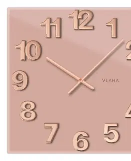 Hodiny Vlaha VCT1108 skleněné hodiny 40 x 40 cm, růžová