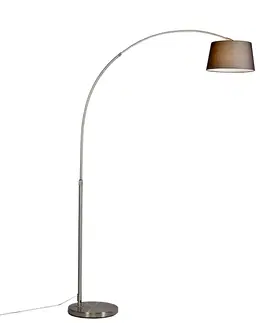 Obloukove lampy Moderní ocelová oblouková lampa s černým látkovým stínidlem - Arc Basic
