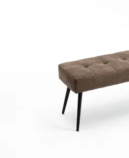 Stylové a luxusní taburety Estila Designová šedě hnědá lavice Soreli s moderním lineárně prošívaným čalouněním 100 cm