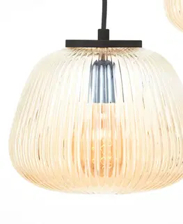 Závěsná světla Brilliant Závěsná lampa Kaizen, délka 105 cm, jantarová, 3 světla, sklo