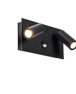 Venkovni nastenne svetlo Venkovní nástěnné svítidlo černé včetně LED 2-světelného pohybového senzoru - Simon