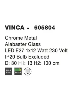 Klasická závěsná svítidla NOVA LUCE závěsné svítidlo VINCA chromovaný kov alabastrové sklo E27 1x12W 605804