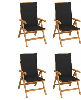 Zahradní židle Zahradní židle 4 ks teak / látka Dekorhome Černá
