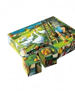 Dřevěné hračky Kostky kubus Na statku dřevo 20ks v krabičce 20x16x4cm