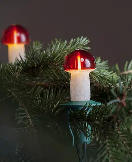 Vánoční dekorace Světelný řetěz Muchomůrka červená, 12 žárovek Filament, prodlužovací